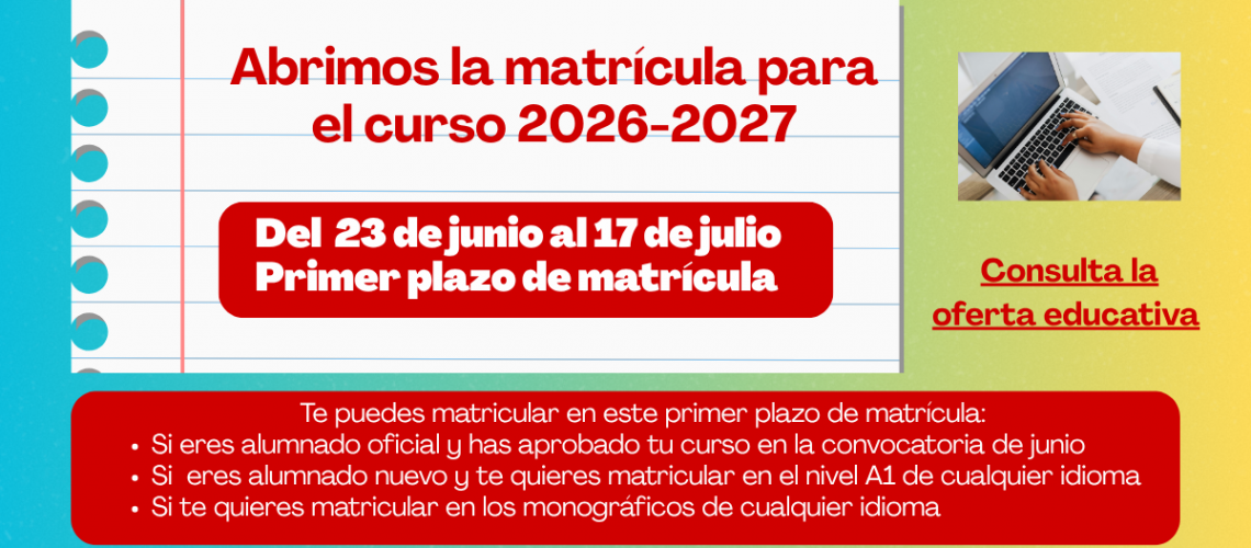 Entrada web Matrícula junio